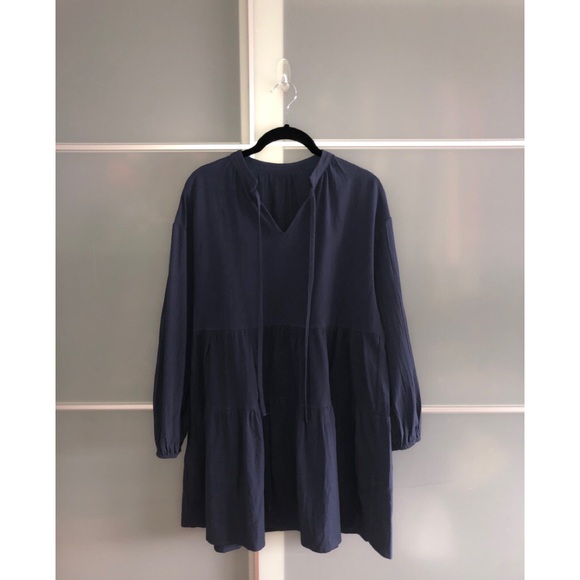 Navy Tiered V-Neck Summer Dress - Picture 2 of 5